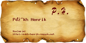 Pákh Henrik névjegykártya